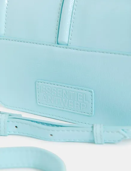 Light blue faux patent-leather shoulder bag