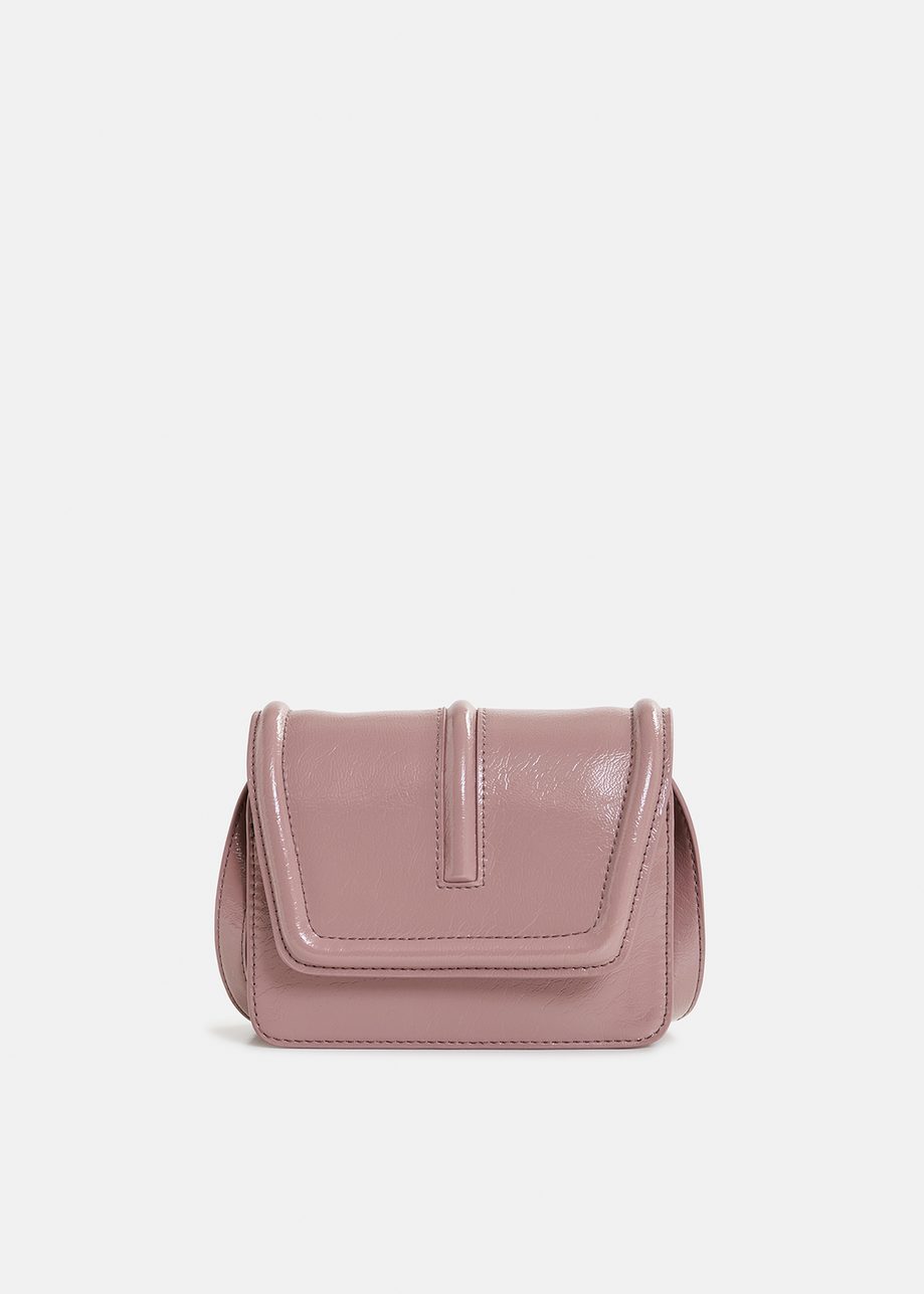 Sac à bandoulière en faux cuir verni vieux rose