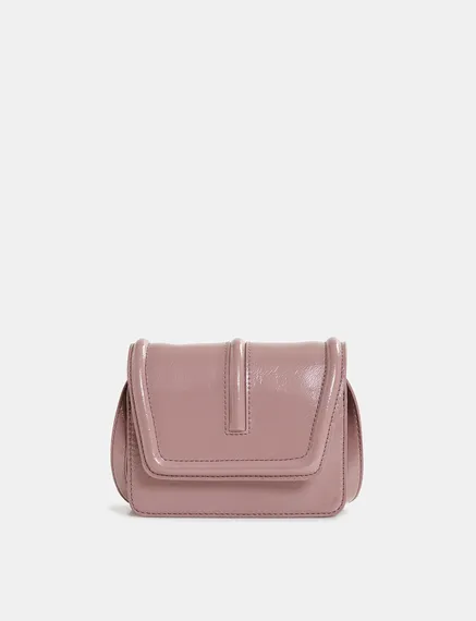 Vintage pink faux patent-leather shoulder bag