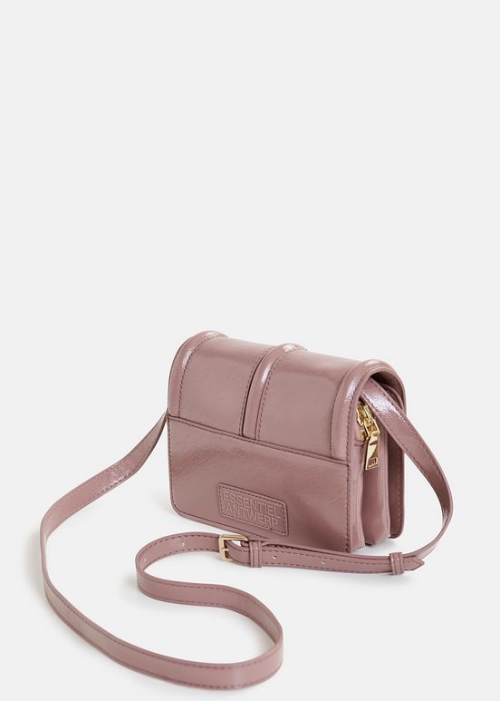 Sac à bandoulière en faux cuir verni vieux rose