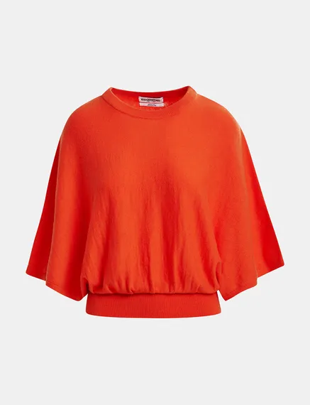 Maglione rosso effetto mantello