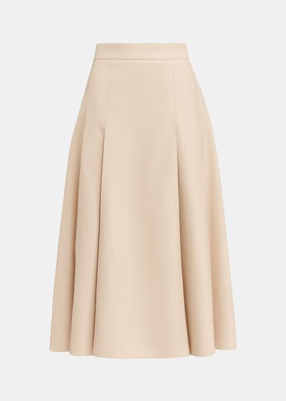 Jupe midi en faux cuir écru