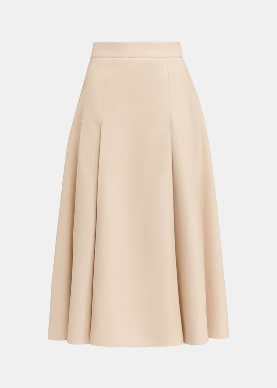 Jupe midi en faux cuir écru