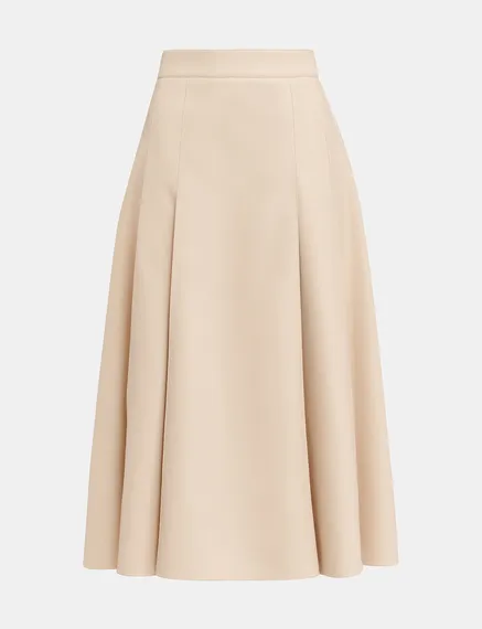 Ecru midirok in faux leer