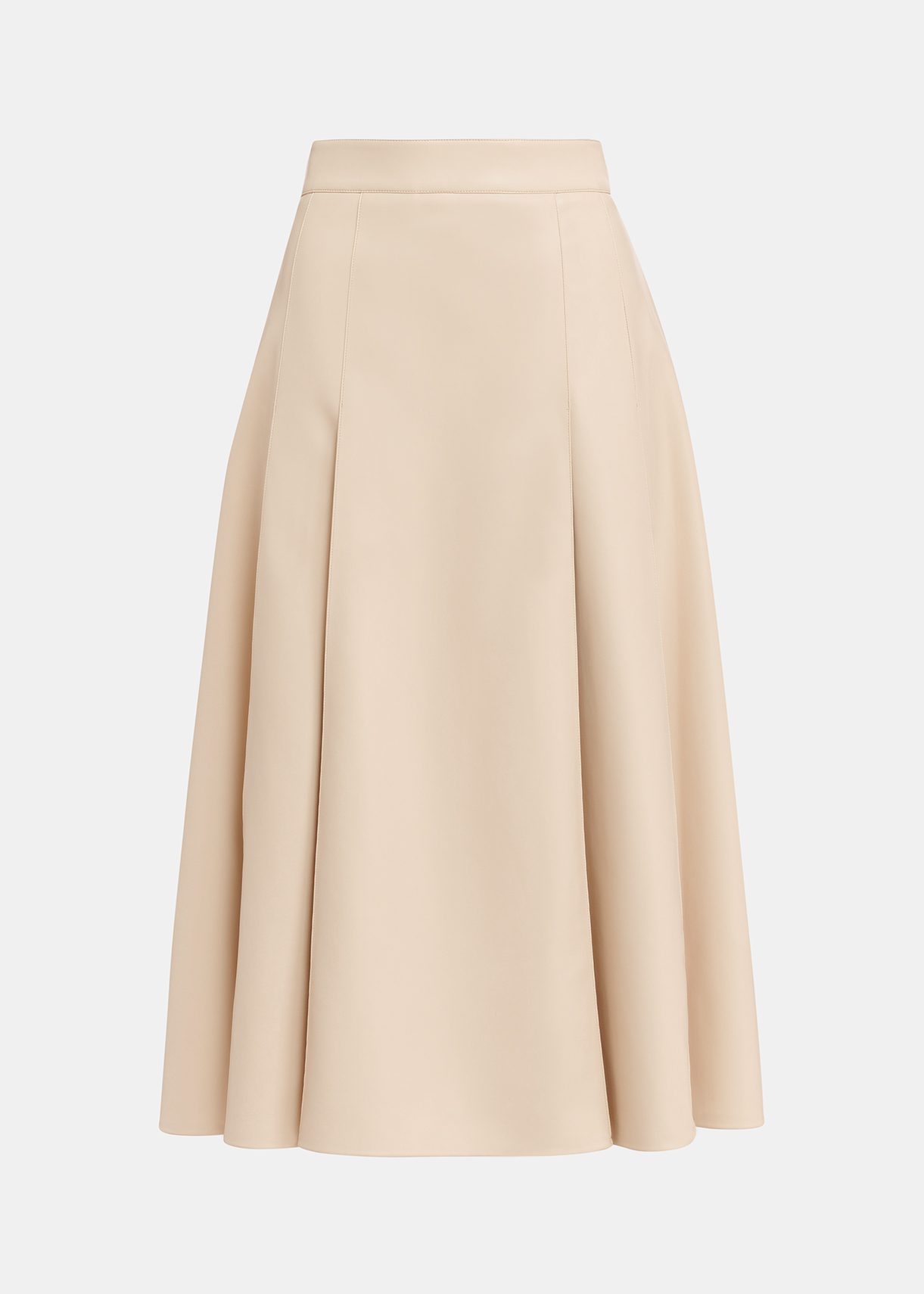 Ecru faux leather midi skirt