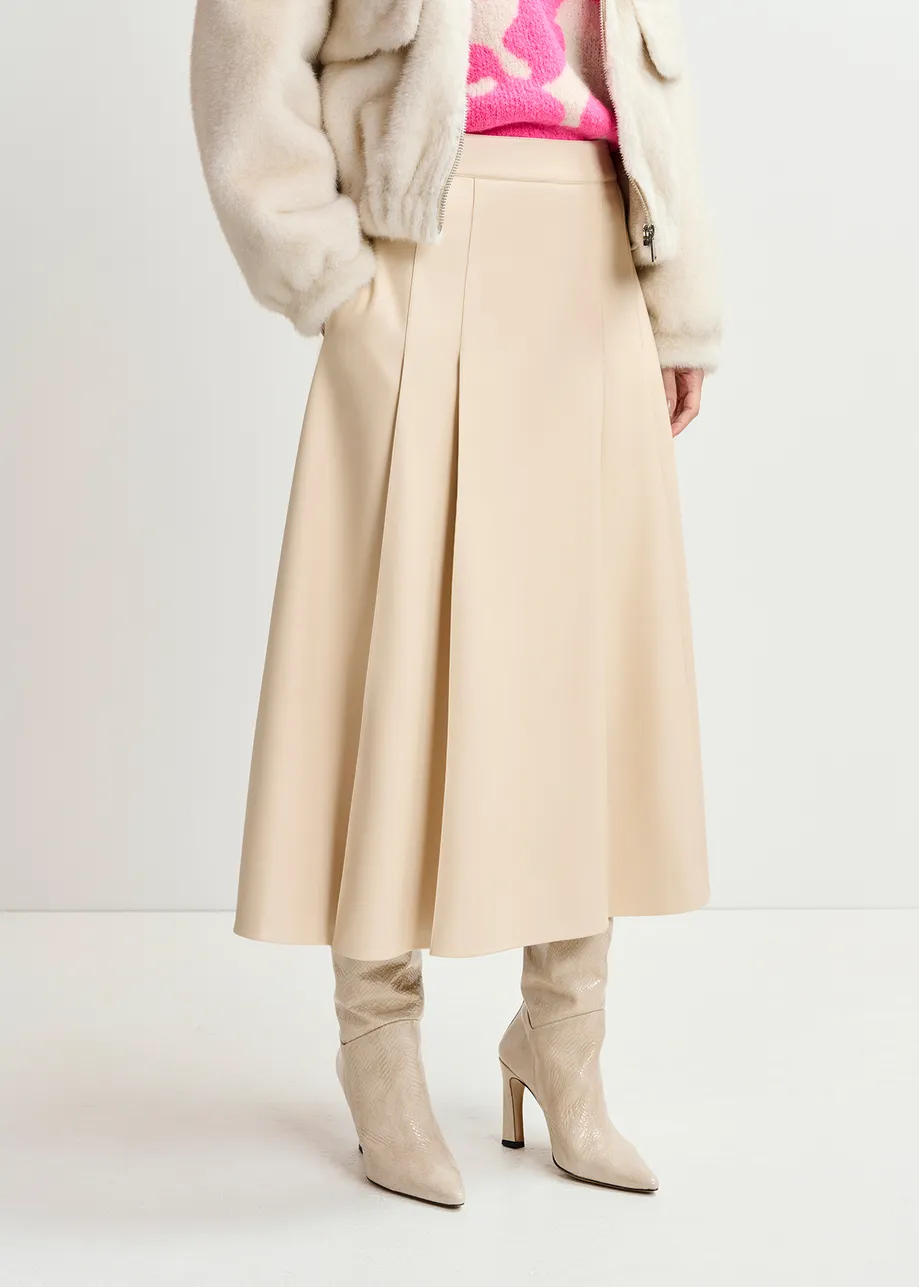 Ecru midirok in faux leer