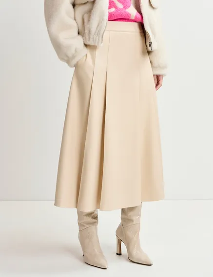 Ecru midirok in faux leer