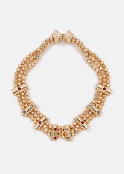 Gold-tone chunky beaded necklace