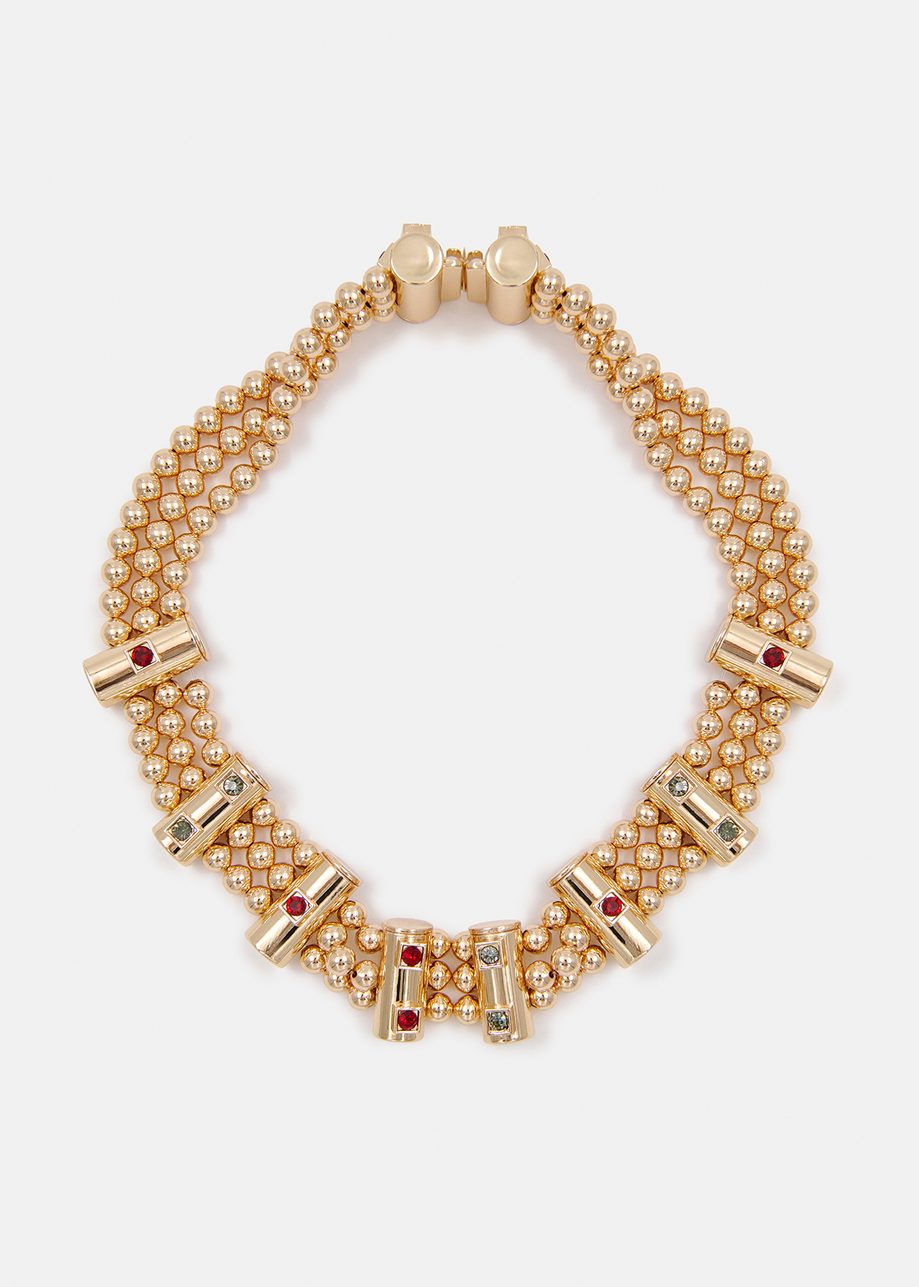 Gold-tone chunky beaded necklace