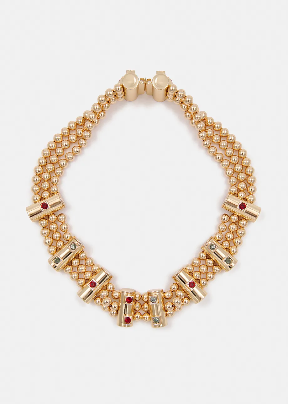 Gold-tone chunky beaded necklace