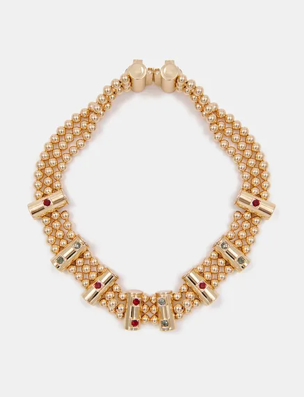 Gold-tone chunky beaded necklace