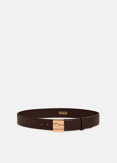 Ceinture en cuir brun foncé avec boucle en E