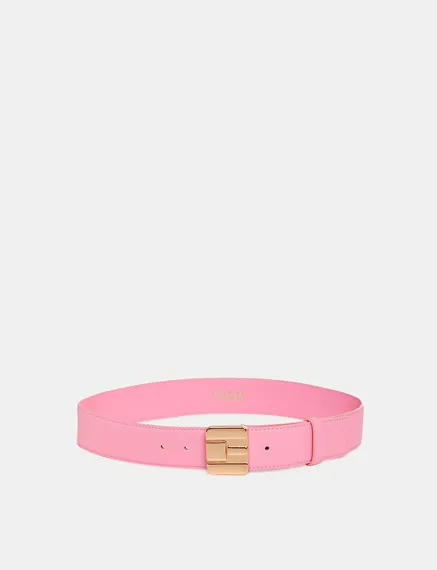 Ceinture en cuir rose avec boucle en E