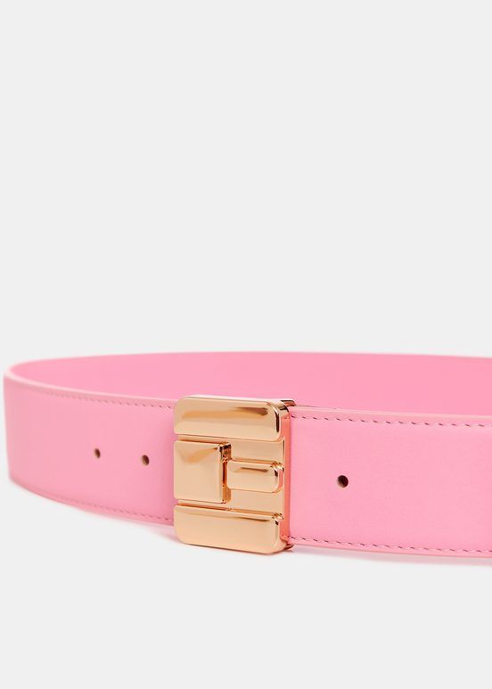 Roze leren riem met E-gesp