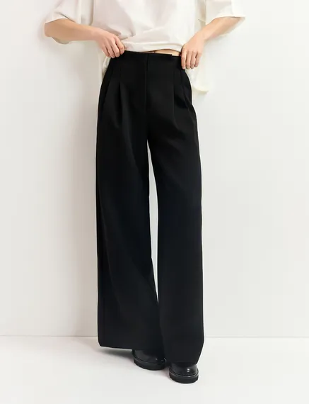 Pantalones con pernera ancha, negro