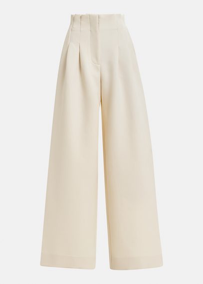 Pantalon blanc cassé à jambes larges