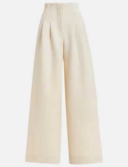 Pantalon blanc cassé à jambes larges