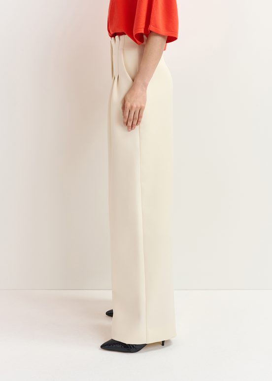 Pantalones con pernera ancha, blanco roto