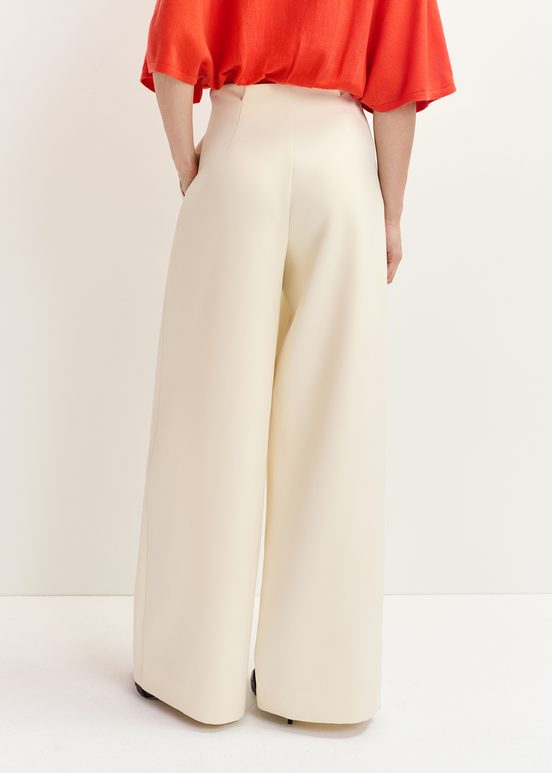 Pantalones con pernera ancha, blanco roto