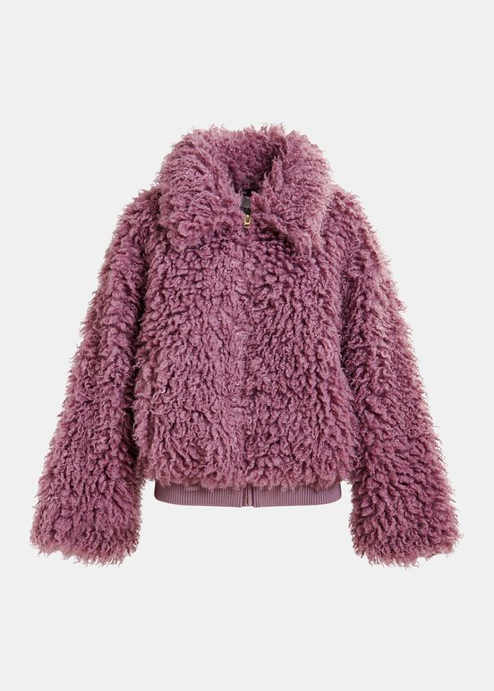 Veste en fausse peau de mouton mauve