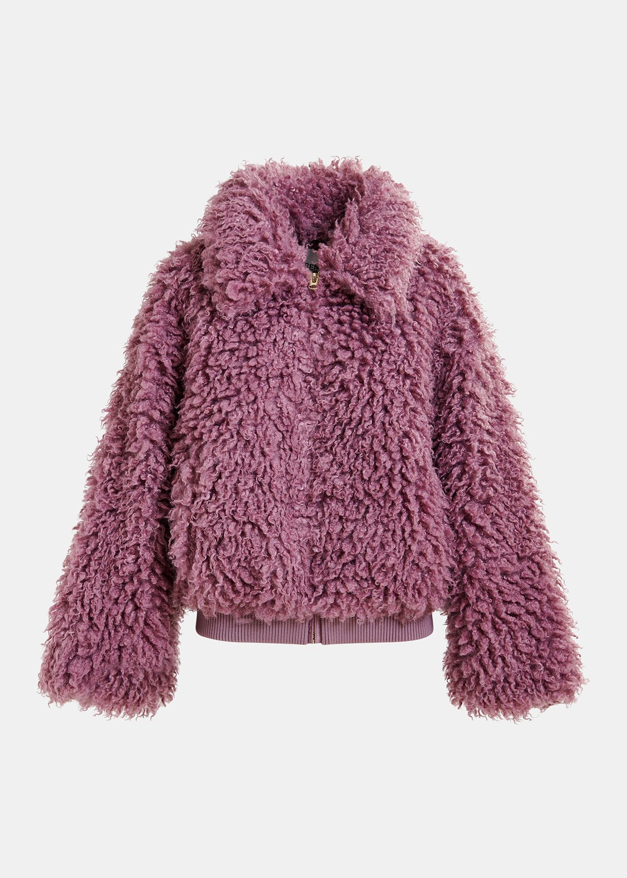 Mauve jas in faux shearling