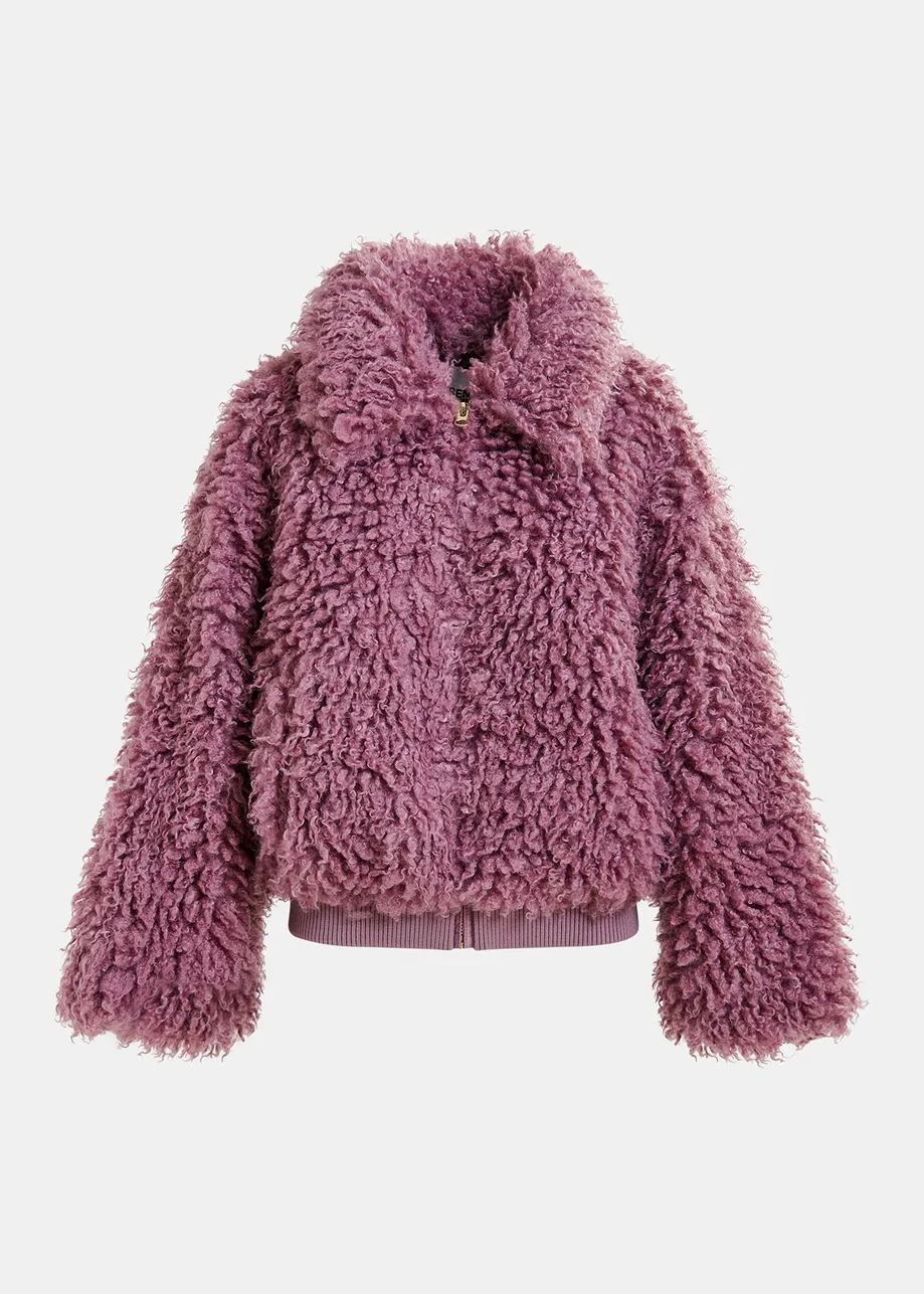 Mauve faux shearling jacket