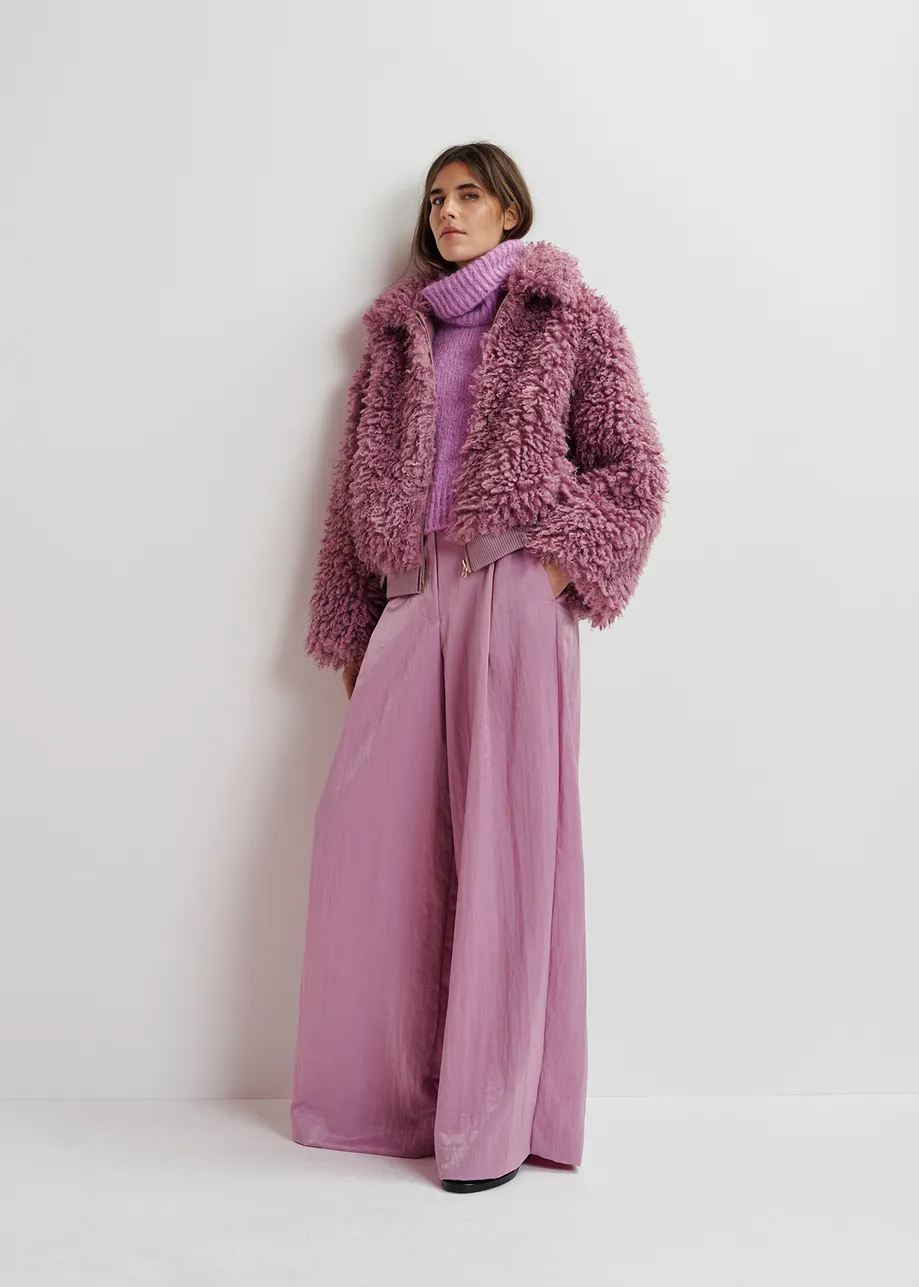 Giacca in shearling sintetico malva