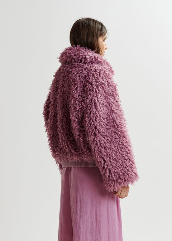 Veste en fausse peau de mouton mauve