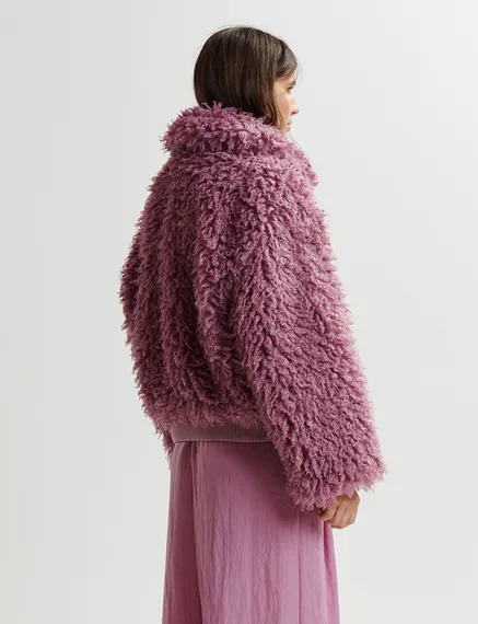 Veste en fausse peau de mouton mauve