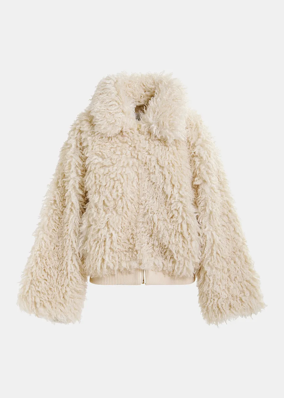 Giacca in shearling sintetico écru