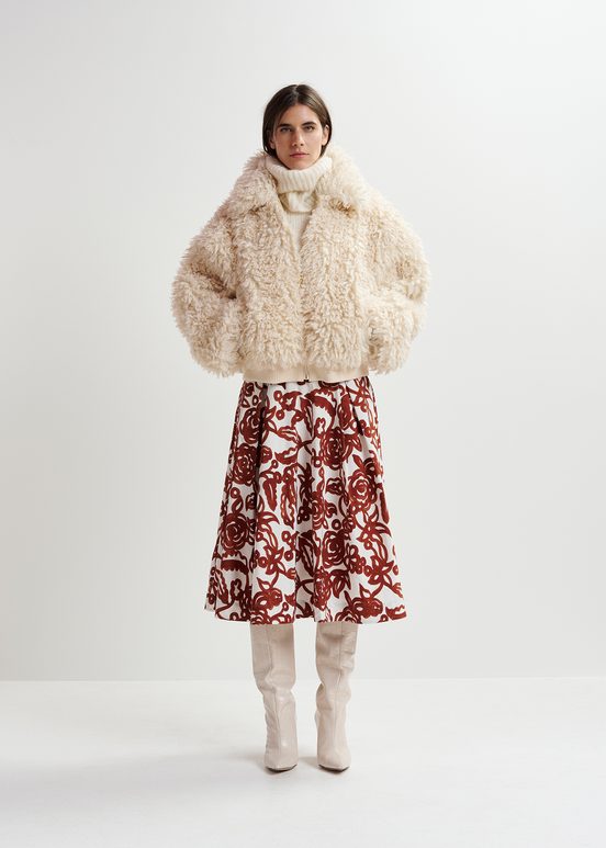 Giacca in shearling sintetico écru