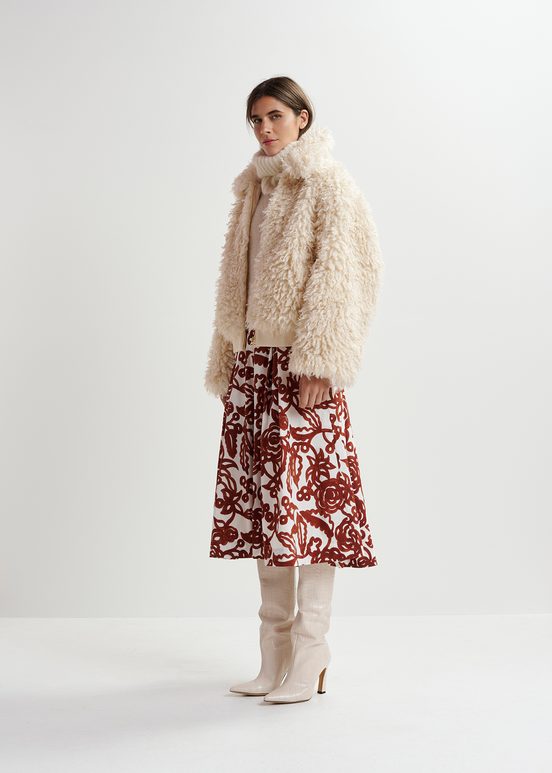 Giacca in shearling sintetico écru