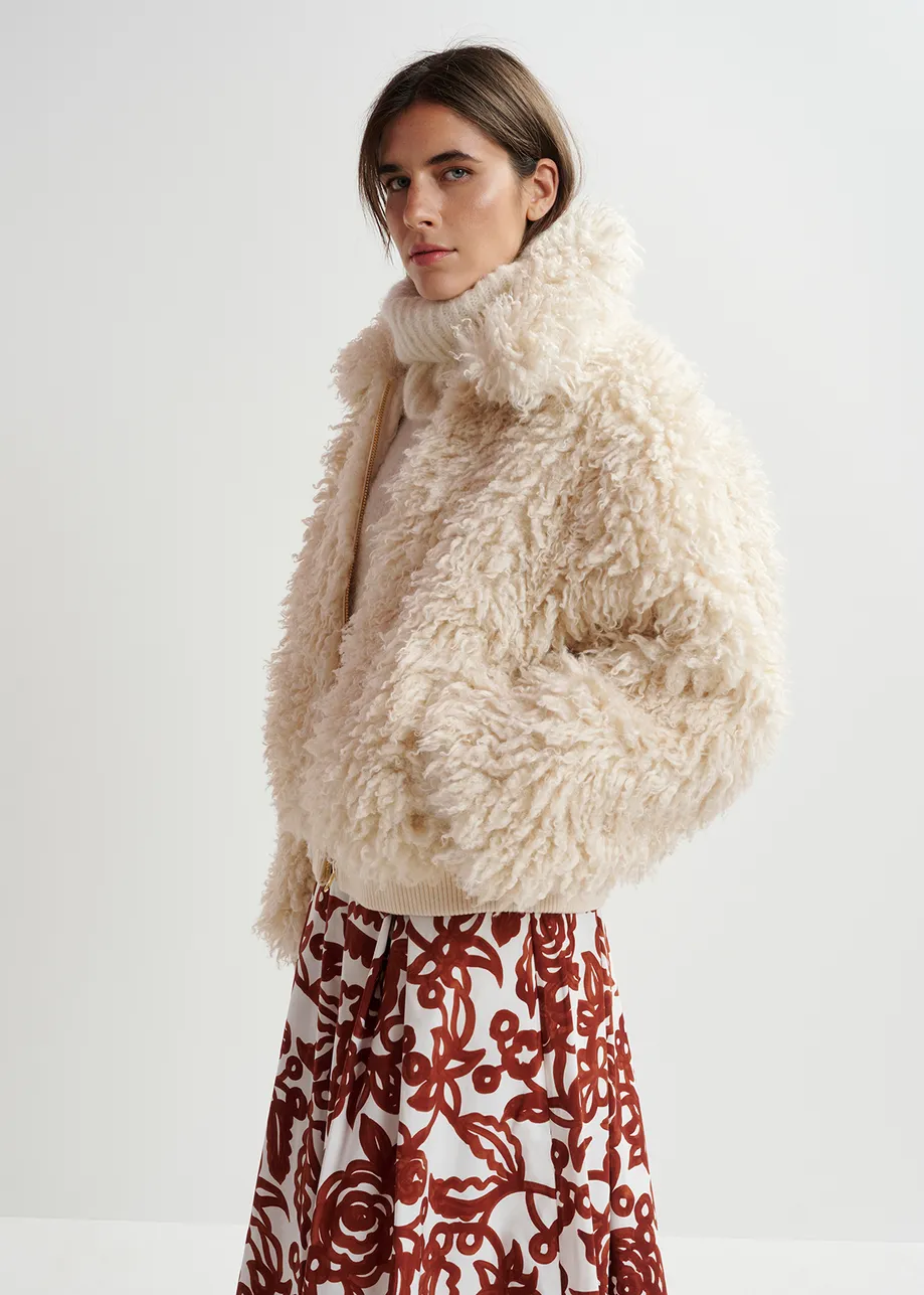 Ecru faux shearling jacket