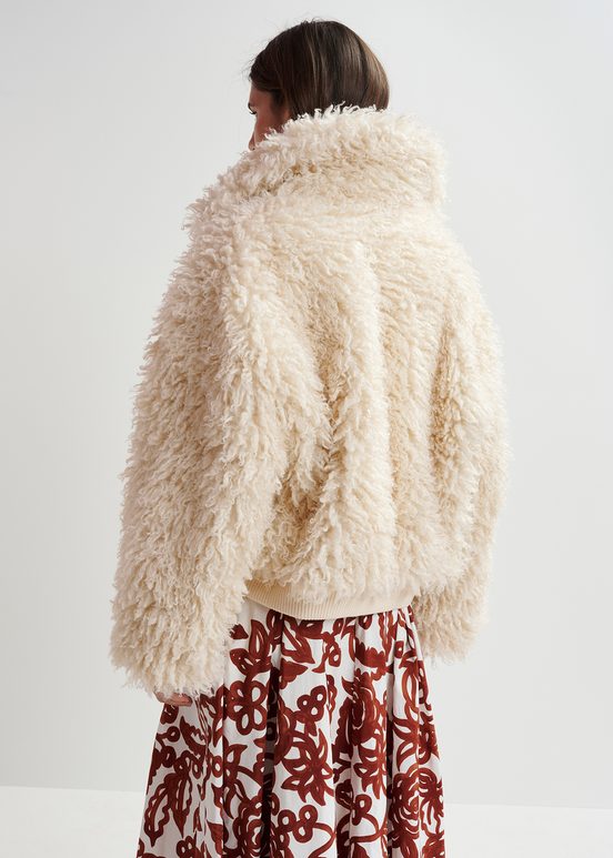 Giacca in shearling sintetico écru