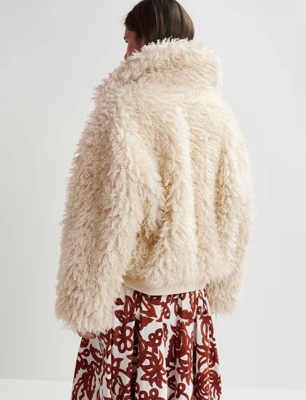 Giacca in shearling sintetico écru