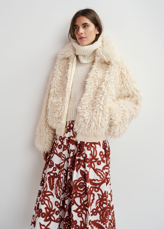 Giacca in shearling sintetico écru