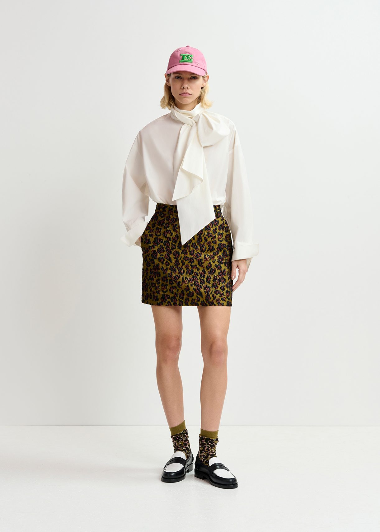 mint velvet black leopard jacquard skirt