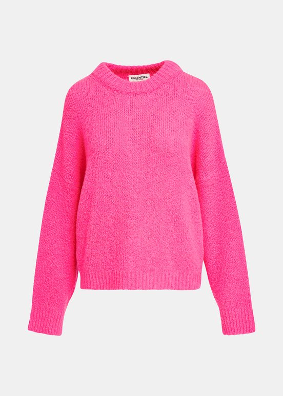 Neon pink chunky knit sweater