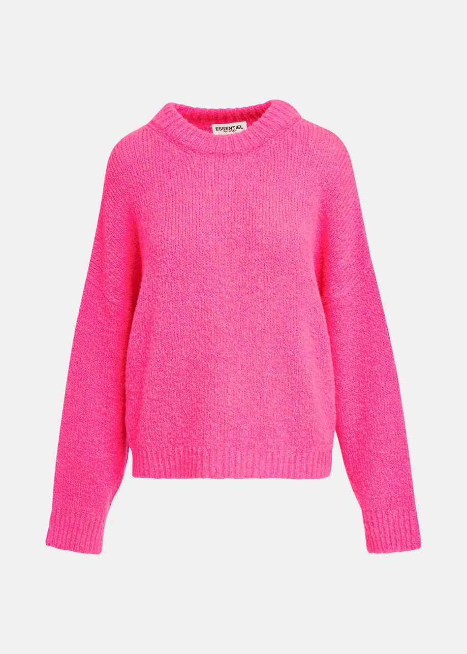 Neon pink chunky knit sweater