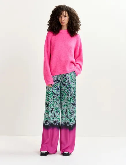 Neonpinker Grobstrickpullover