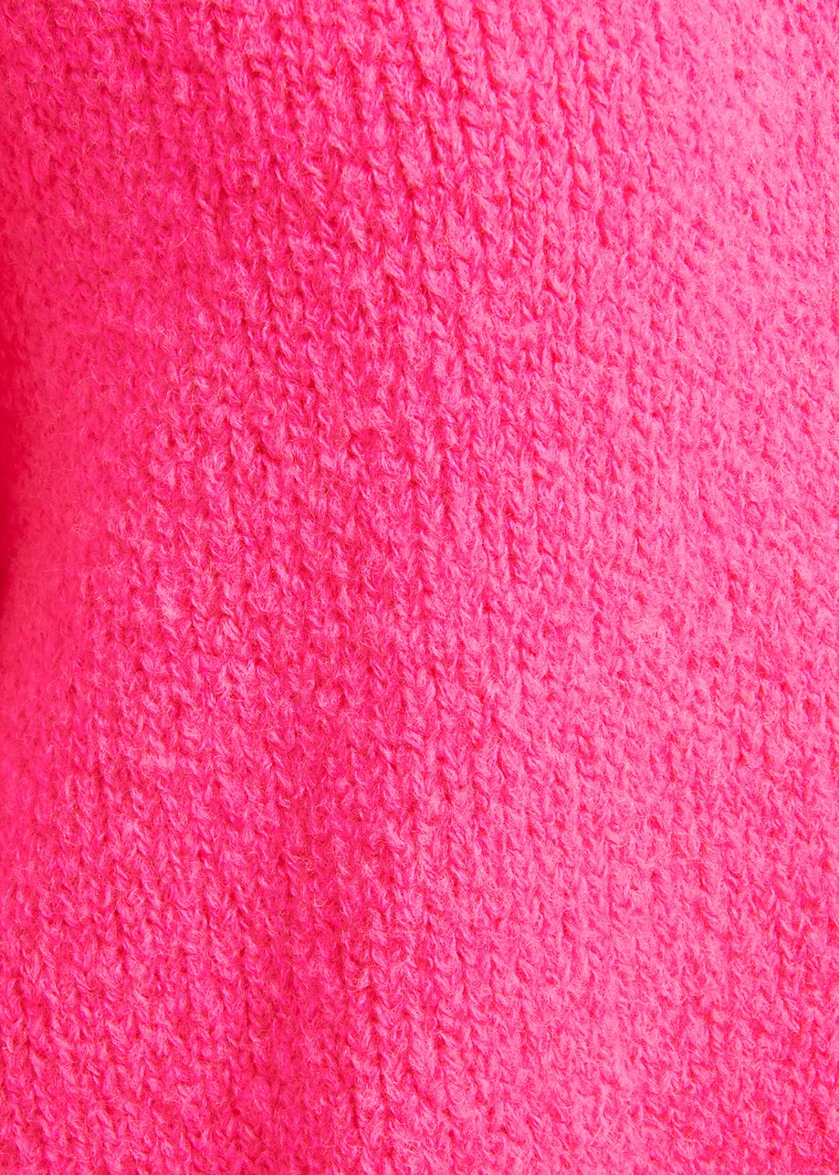 Maglione a maglia grossa rosa fluo