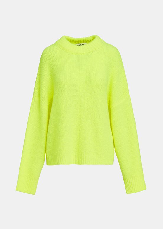 Pull en gros tricot jaune fluo