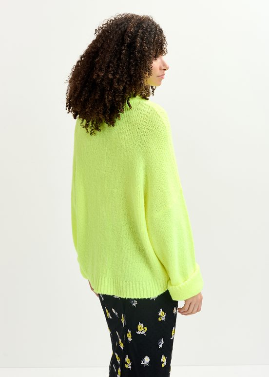 Pull en gros tricot jaune fluo