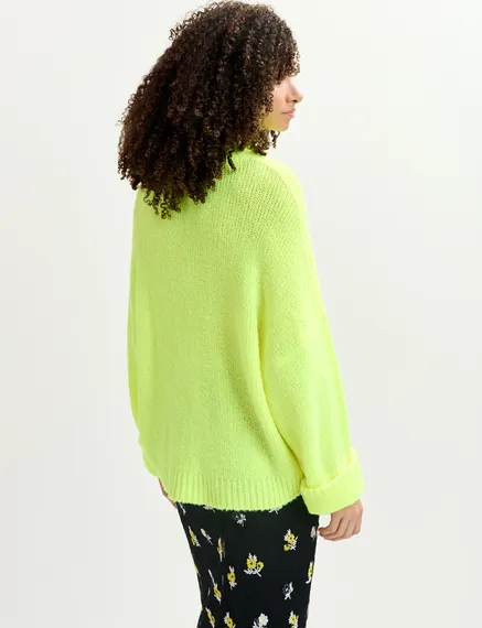 Neon yellow chunky knit sweater