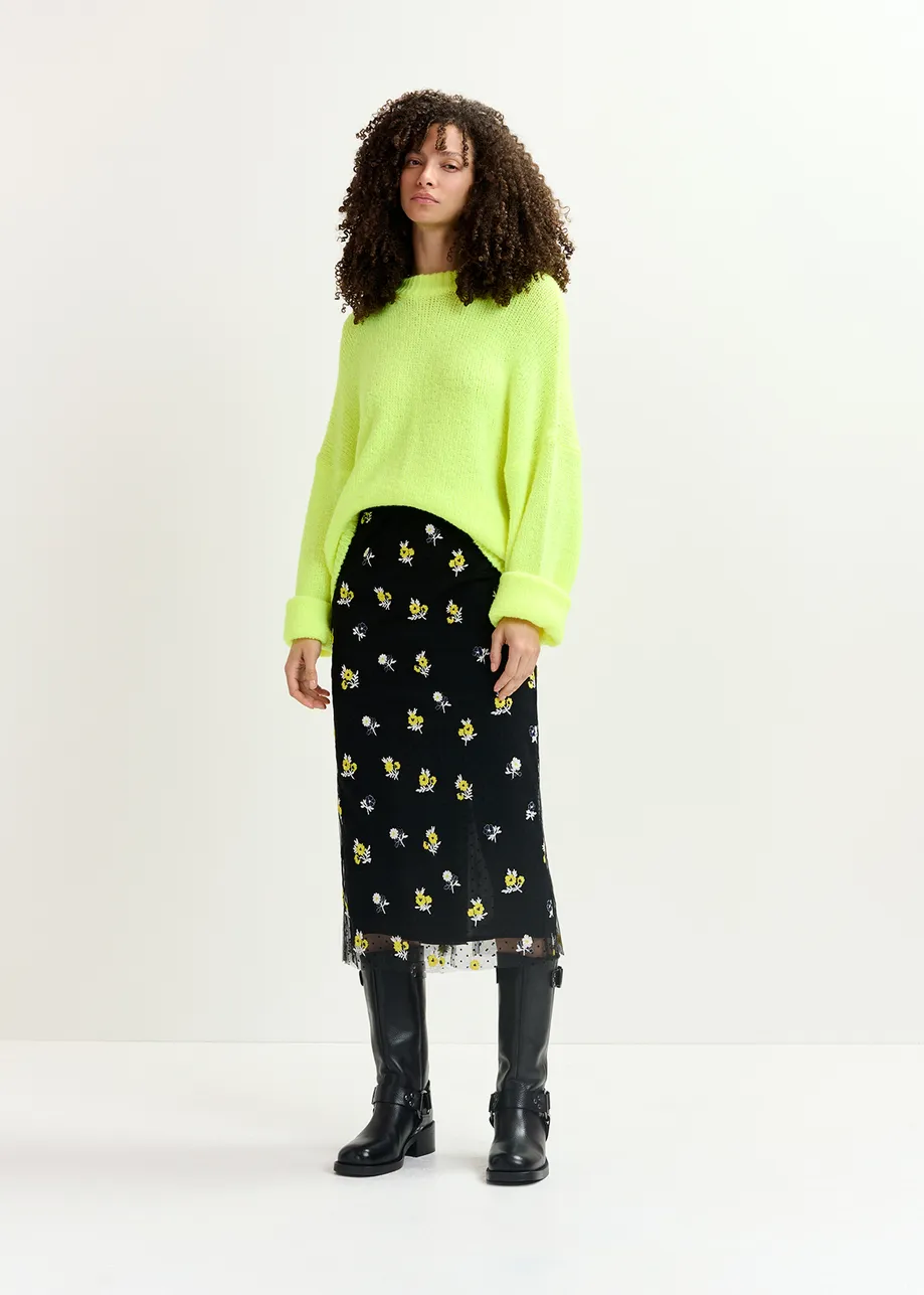 Neon yellow chunky knit sweater