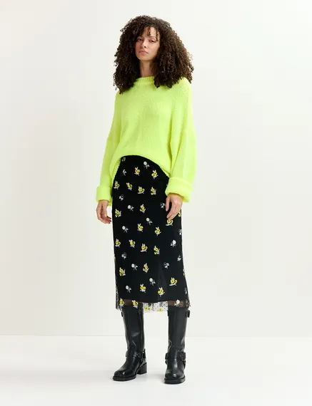 Neon yellow chunky knit sweater