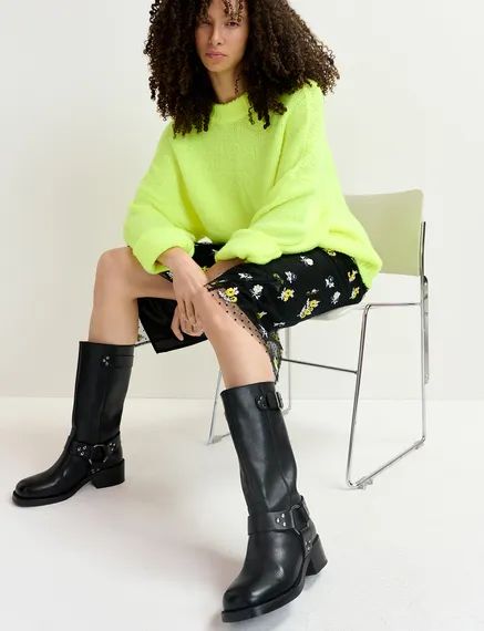 Neon yellow chunky knit sweater