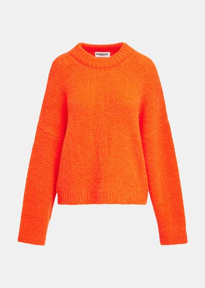 Neonorangener Grobstrickpullover