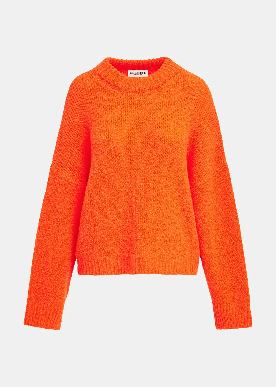 Neonorangener Grobstrickpullover