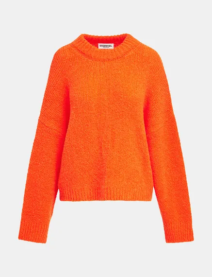 Neon orange chunky knit sweater